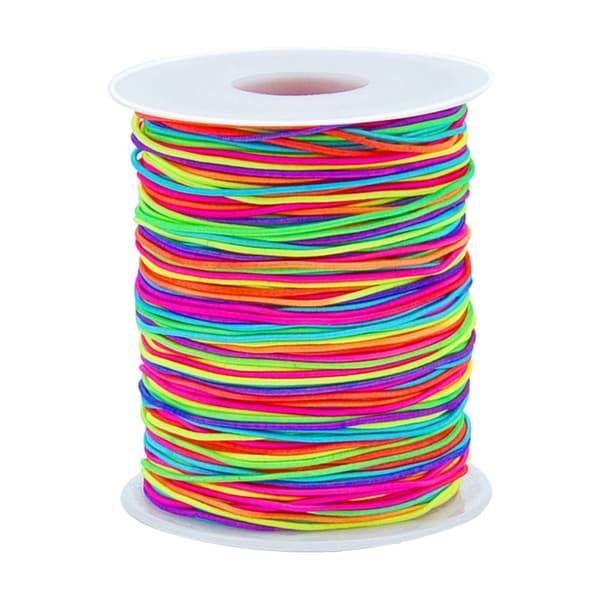 Tunn Elastisk Tråd Regnbåge Stretchig Snöre 1mm Färgglad Elastisk