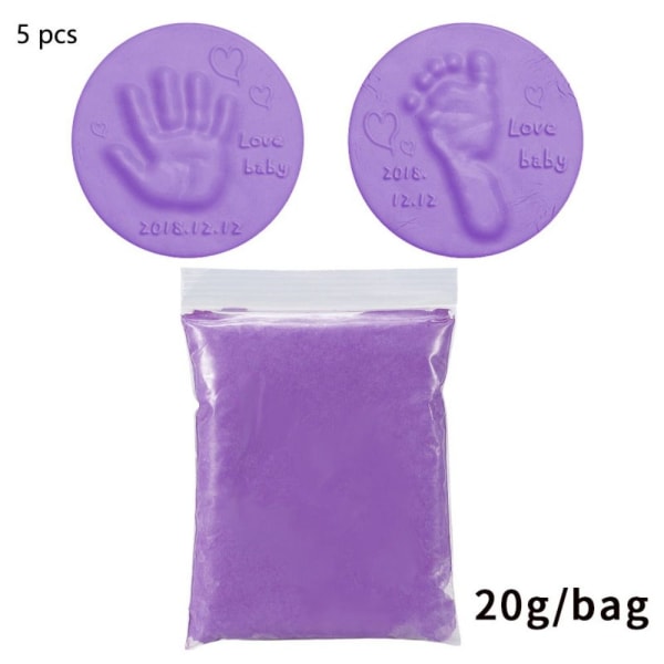 5 st Nyfödd baby Handavtryck Footprint Mud LILA purple