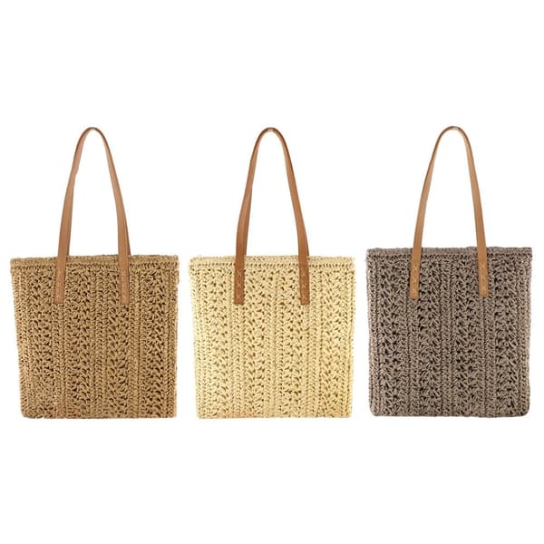 Straw Beach Bag Handgjord vävd GRÅ grey