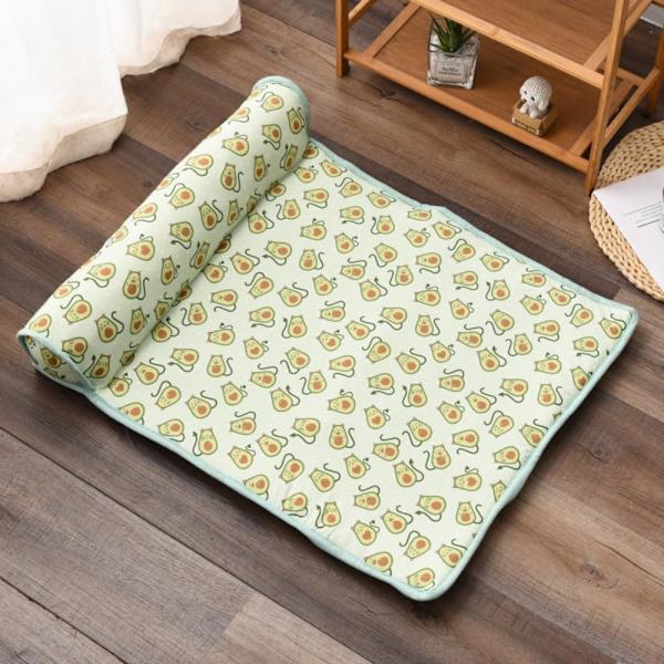 Pet Cool Ice Silk Nest Mat Pet Cooling Mat GREEN&WHITE S green&white S