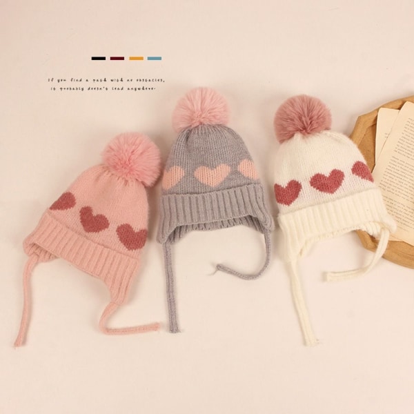 Knitted Hat Kids Beanie Cap PINK Pink