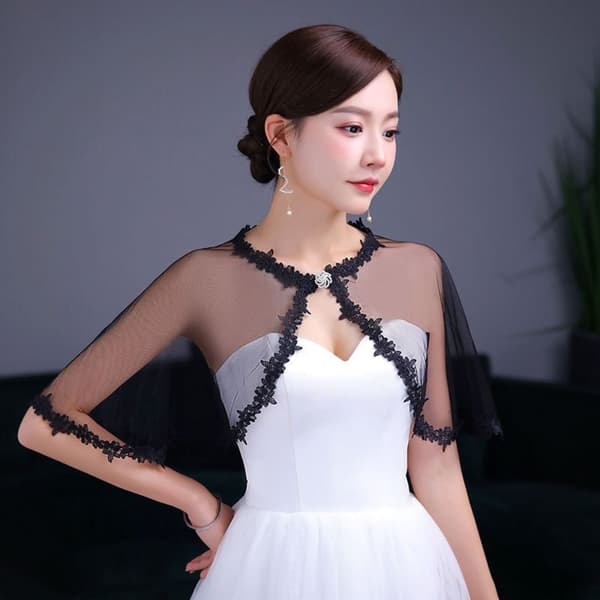 Bride Shawl Evening Prom Cape HVIT white