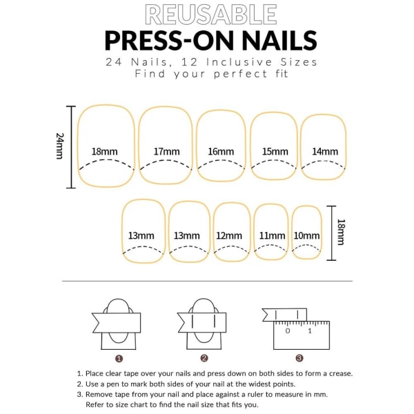 24 stk Love Fake Nails Fransk stil False Nail Press på negler