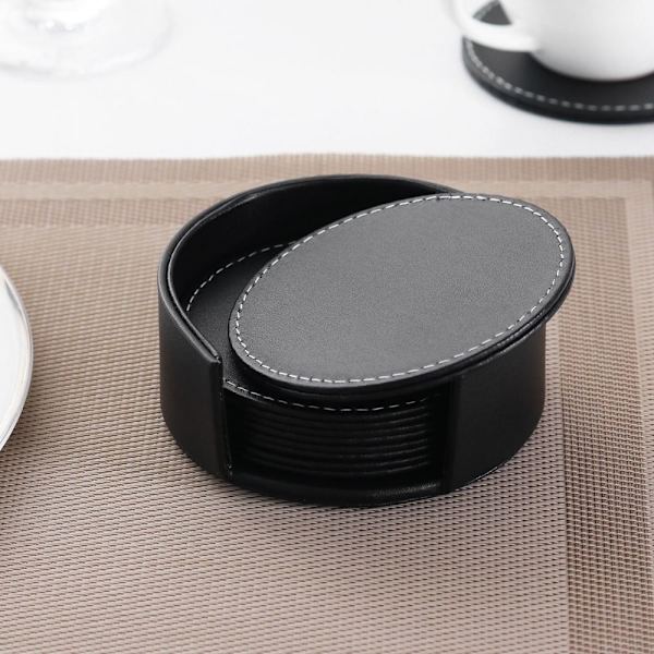 Rund Cup Måtte Isoleringsmåtte PU Læder Coaster