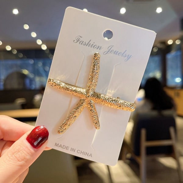 5st Metallbladform Hårklämma Pearl Sjöstjärna Hårnålar GULD Gold Starfish-Starfish