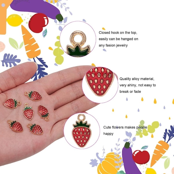 Emalipunaiset mansikkakorut Mini Fruit Dangle Charms DIY Dripp