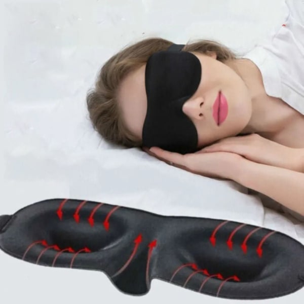 3D Sleep Eye Mask Ögonlapp Block Out SVART Black