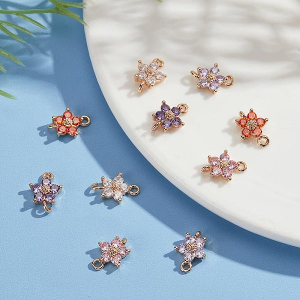 10 st Flower Link-kopplingar Cubic Zirconia Link-kopplingar