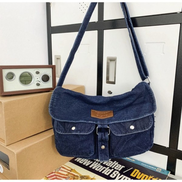 Denim Crossbody Bag Handväskor MÖRKBLÅ Dark Blue