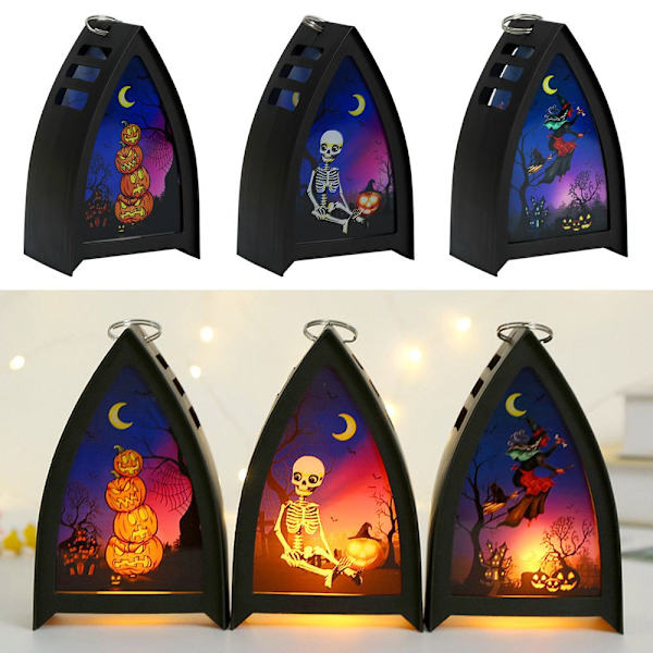Halloween Wind Lantern Lysestake Ghost LED Light SKALLE SKULLE Skull