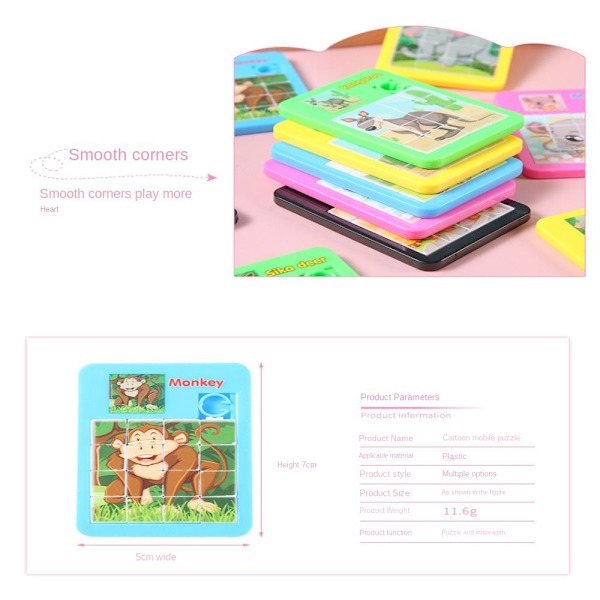 Animal Puzzle Sliding Puzzle Intellektuell leksak