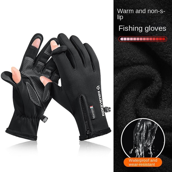 Taktiske vinterhandsker Opvarmede fleecinghandsker SORT M BLACK M
