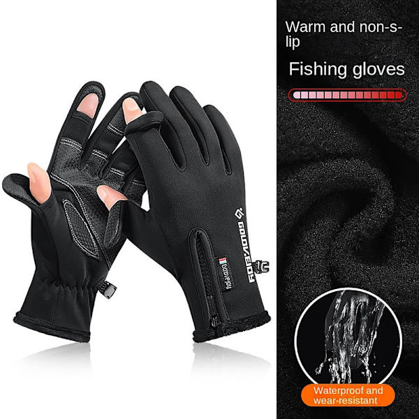 Vinter taktiske handsker Opvarmede fleecinghandsker SORT XL BLACK XL