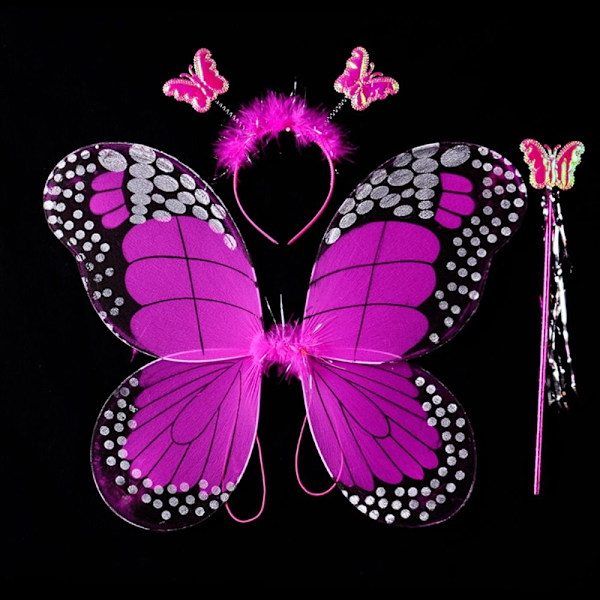 Lasten pukurekvisiitta Butterfly Wings -setit PUNAINEN 3 KPL / SET 3 Red 3 pcs/set-3 pcs/set