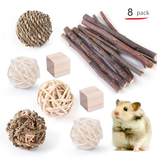 Hamsterin set, luonnonpuusta rottinkipallotarvikkeet 13pcs