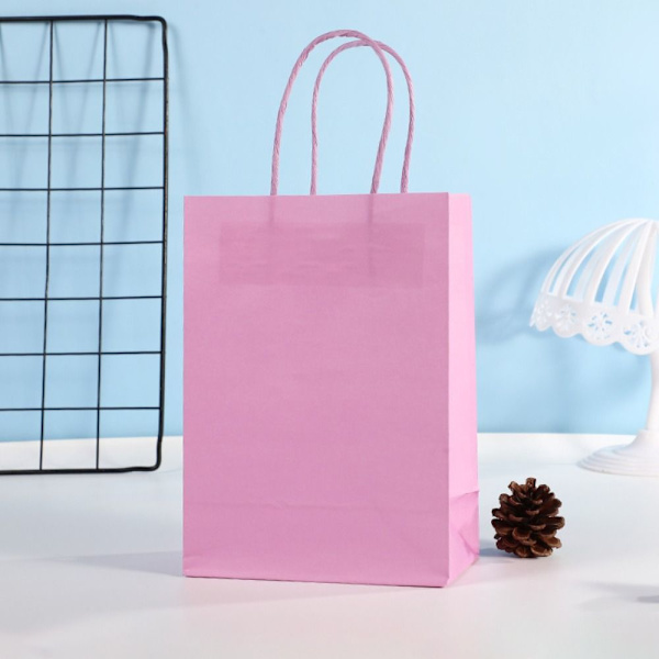 6 ST Färgade Kraftpapperspåsar Rektangulär present ROSA Pink
