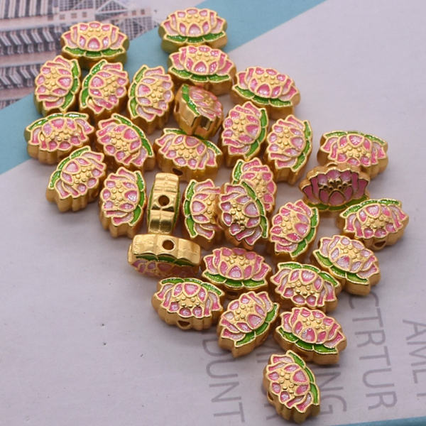 20 stk Emalje Spacer Bead Lotus Beads Smykkefremstilling