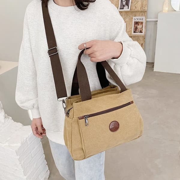 Lærredstaske Messenger Bag SORT black