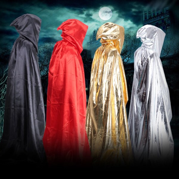 Halloween kostume rekvisitter troldmand kappe død kappe sølv