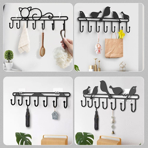 Vægmonteret stativ 7-krog Organizer SORT MINIMALISME MINIMALISME Black Minimalism-Minimalism