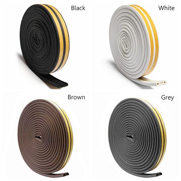 5/10M Tätningslist Fönsterdörr Draft Excluder Black 5m