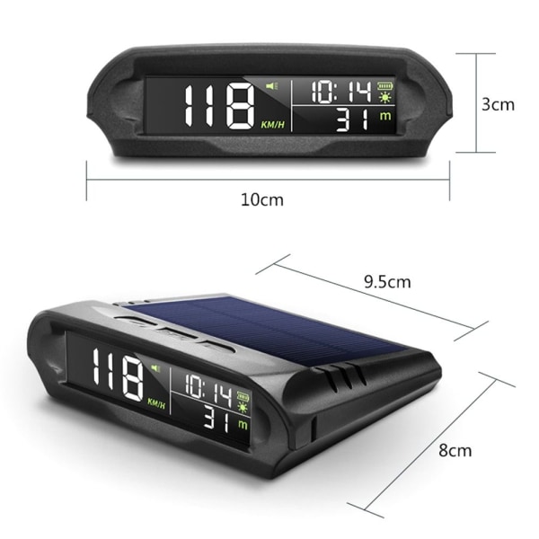 Solar HUD Display Head Up Display Overvågning af bildæktryk Black