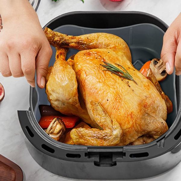 Firkantet Air Fryer Silikone Pot 8 Tommer Silikone ARMY GREEN army green