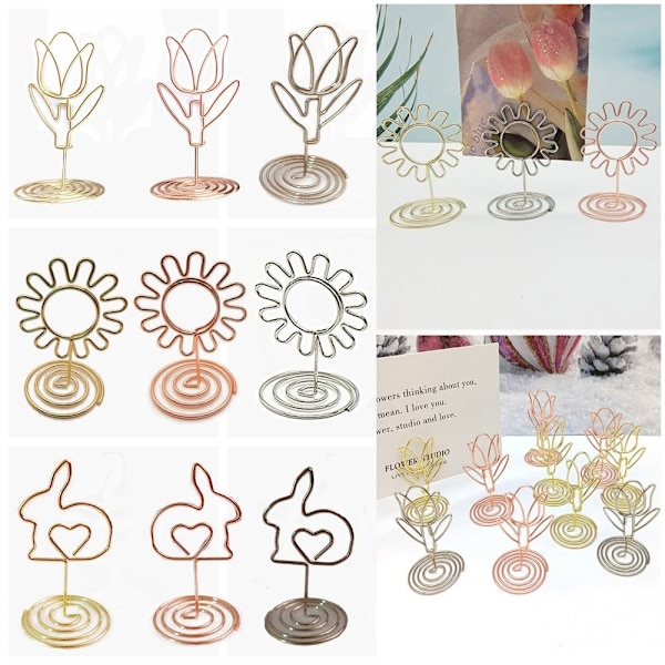 10 STK Fotoclips Dobbeltsider SØLVTULPAN TULIPAN silver tulip-tulip