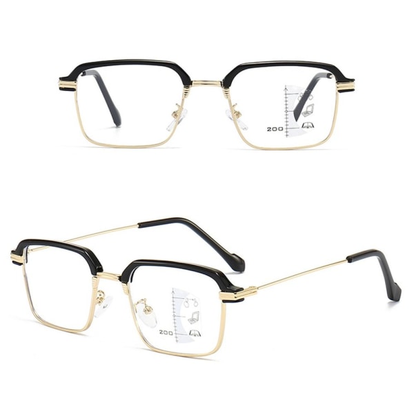 Anti-blått ljus Läsglasögon Fyrkantiga glasögon GULD STYRKA Gold Strength 400
