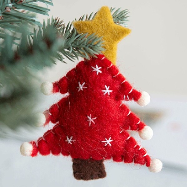 Jule hengende dekorasjon hengende filt anheng HVIT white snowflake-snowflake