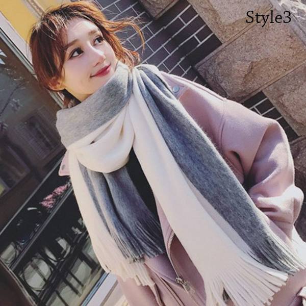 Luksus Cashmere Fargematching Dame Skjerf Vintersjal STYLE2 style2
