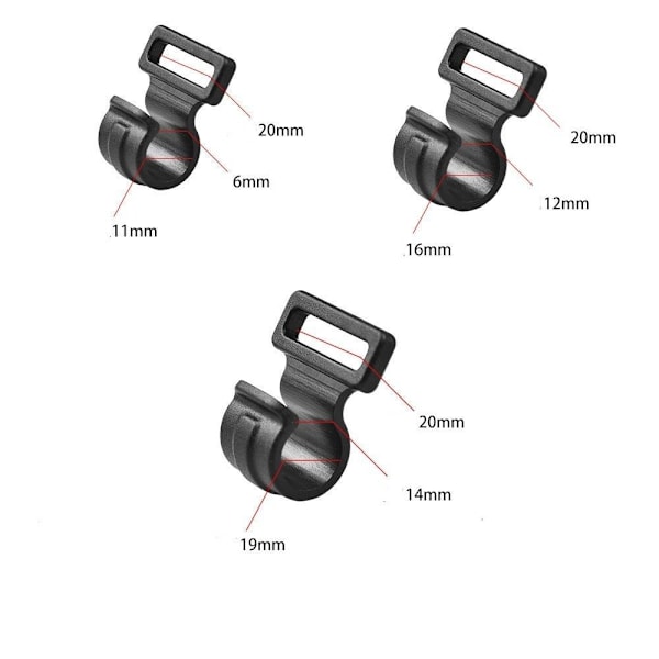 20 stk Telt C-formet Clip Telt Ophængskroge SORT 16X20X12MM Black 16x20x12mm