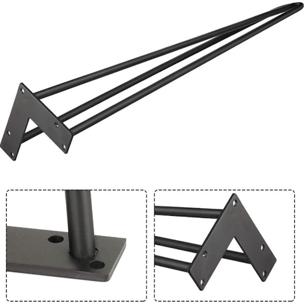 4 Paria Hiusneulajalat Iron Art -pöytäjalka 25cm 25cm