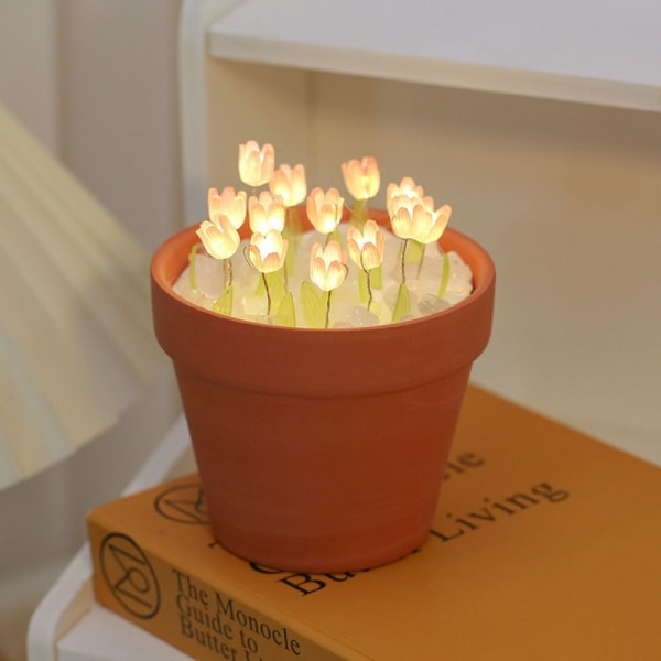 DIY Tulip Potted Night Light Bordlampe PINK 10 TULIP FLOWER 10 Pink 10 tulip flower-10 tulip flower