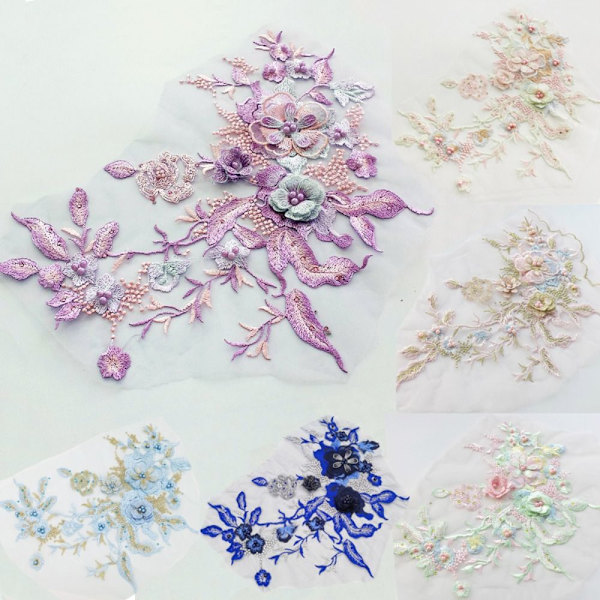 3D Spetsblommor Bröllopsklänning Trim 1 1 1