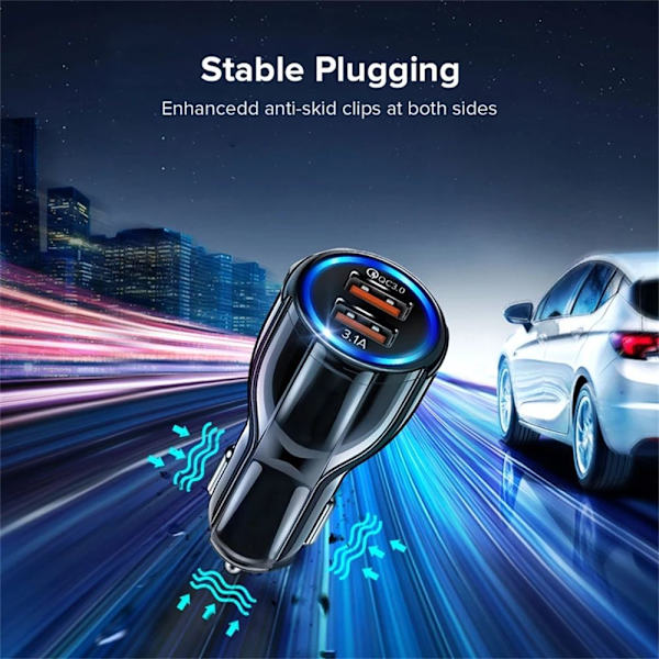 18W 3.1A Biloplader Dual USB Hurtigopladning HVID white