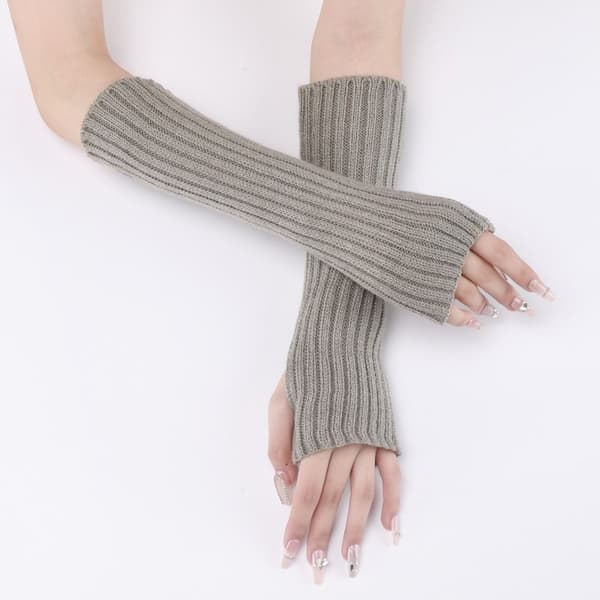 Långa handledshandskar Stickade handskar LJUSGRÅ light grey