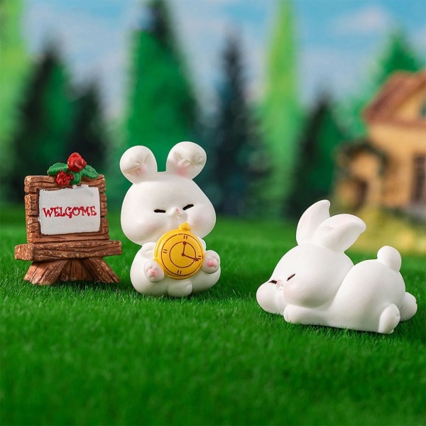 Bunnies Miniature Figurine 3D Rabbit Ornament 10 10 10