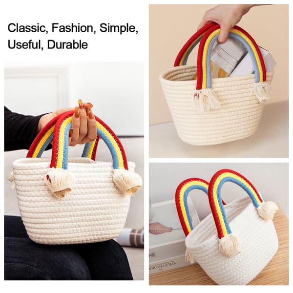 Cotton Rope Woven Bag Håndvesker BLÅ blue