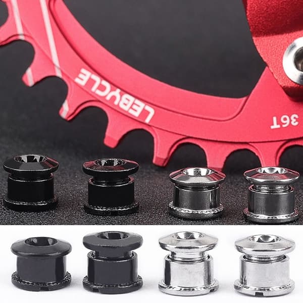 4stk Kædehjulsskruer Kædekring Hjulbolt SØLV DOBBELT SKIVE Silver Double Disk Nail-Double Disk Nail