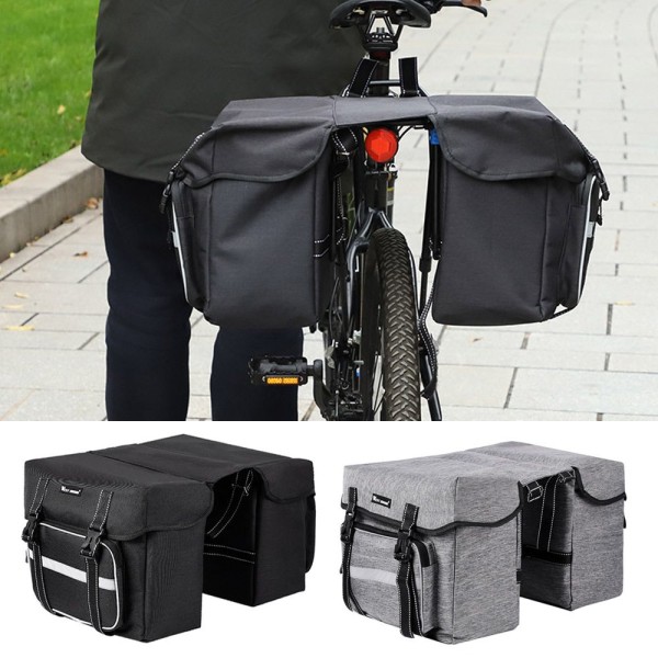 Cykel Dubbel Väska Bagagehållare Pack GRÅ grey