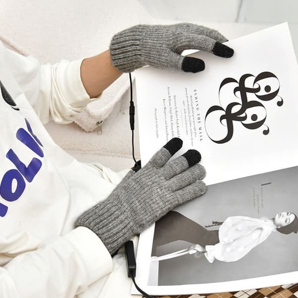 Opvarmede strikkede handsker, sorte black