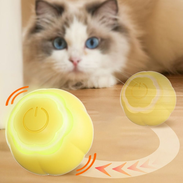 Smart Interactive Cat Ball Elektrisk kattleksak GUL Yellow