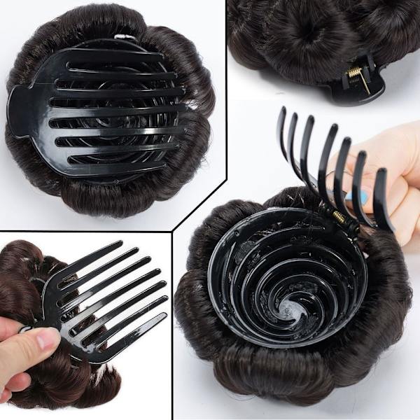 Syntetiska Claw Clip Roller Hårstycken MÖRKSVART MÖRKSVART Dark Black