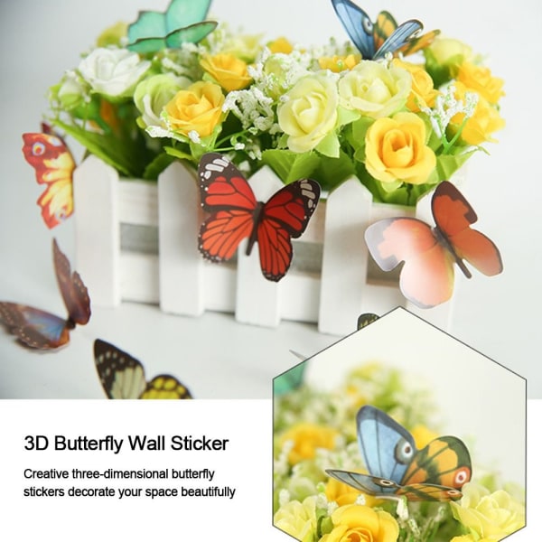 3D-veggklistremerker i 3 deler Fargerik sommerfugl 3 3 3