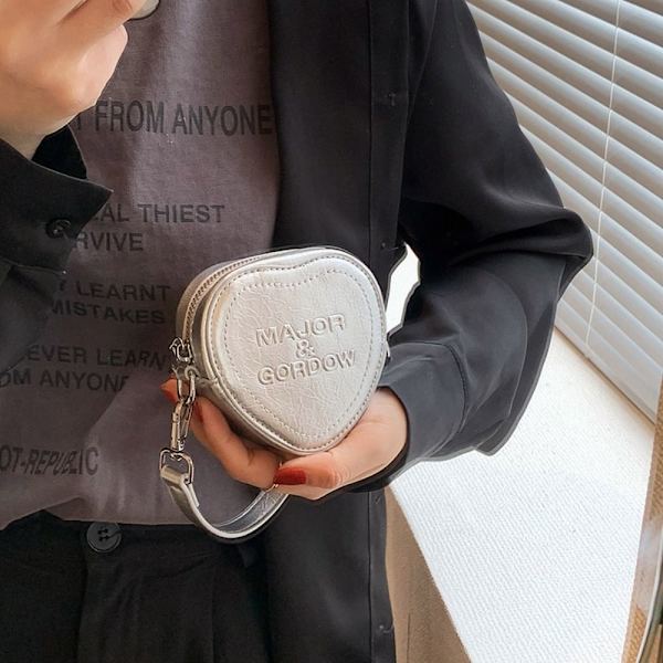 Søte hjerteformede mini crossbody-vesker Trend koreansk mote white