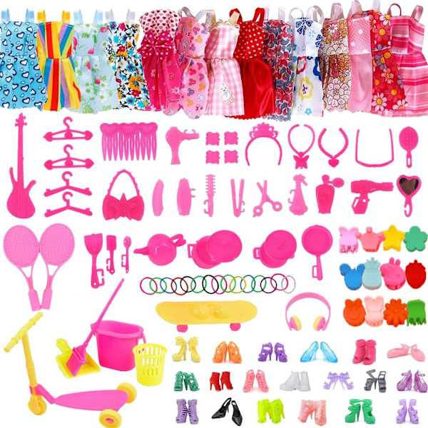 1 Set Random Doll Vaatteet Asusteet Kengät Mekko 79PCS-B 79PCS-B