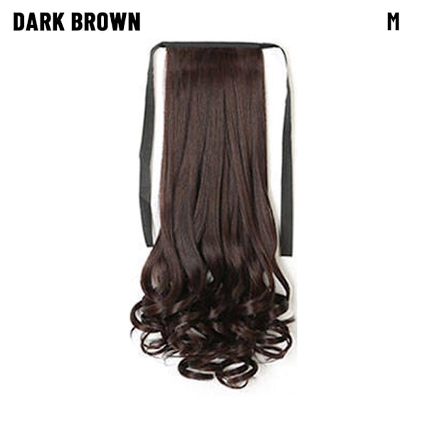 38-58 cm Medium Lång Peruk Wrap Around Hästsvans MÖRKBRUN M dark brown M