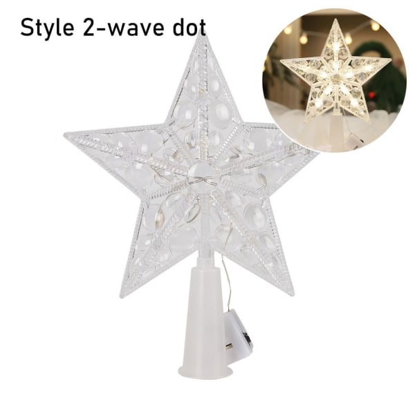 2 Stk Jul LED Lys Femtakket Stjerne STIL 2-WAVE PRIK Style 2-wave dot