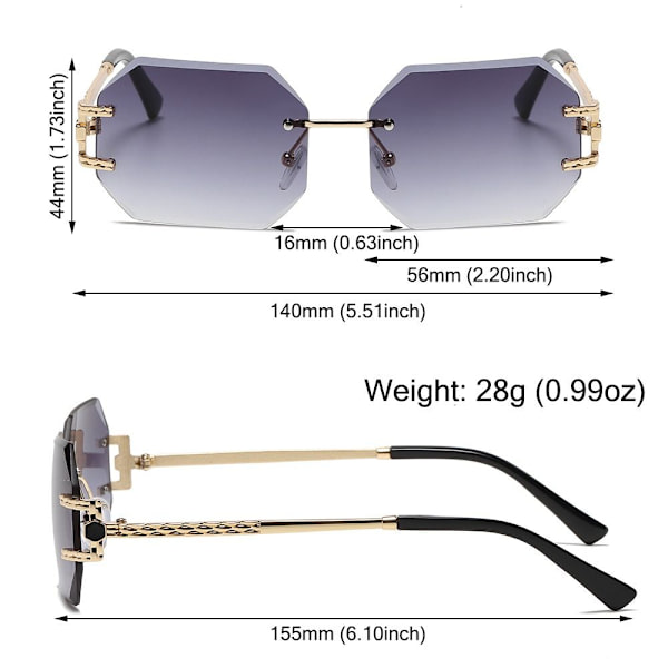 Polygonal Solbriller Cutting Lens Solbriller GRADIENT GRÅ Gradient Gray